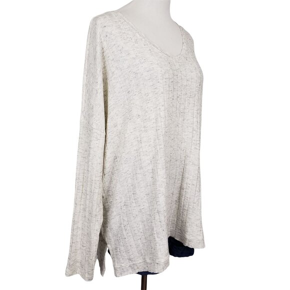 Time and Tru Top Women's XXL Scop Neck Long Sleeve Ribbed Heathered Knit Shirt - Picture 2 of 7